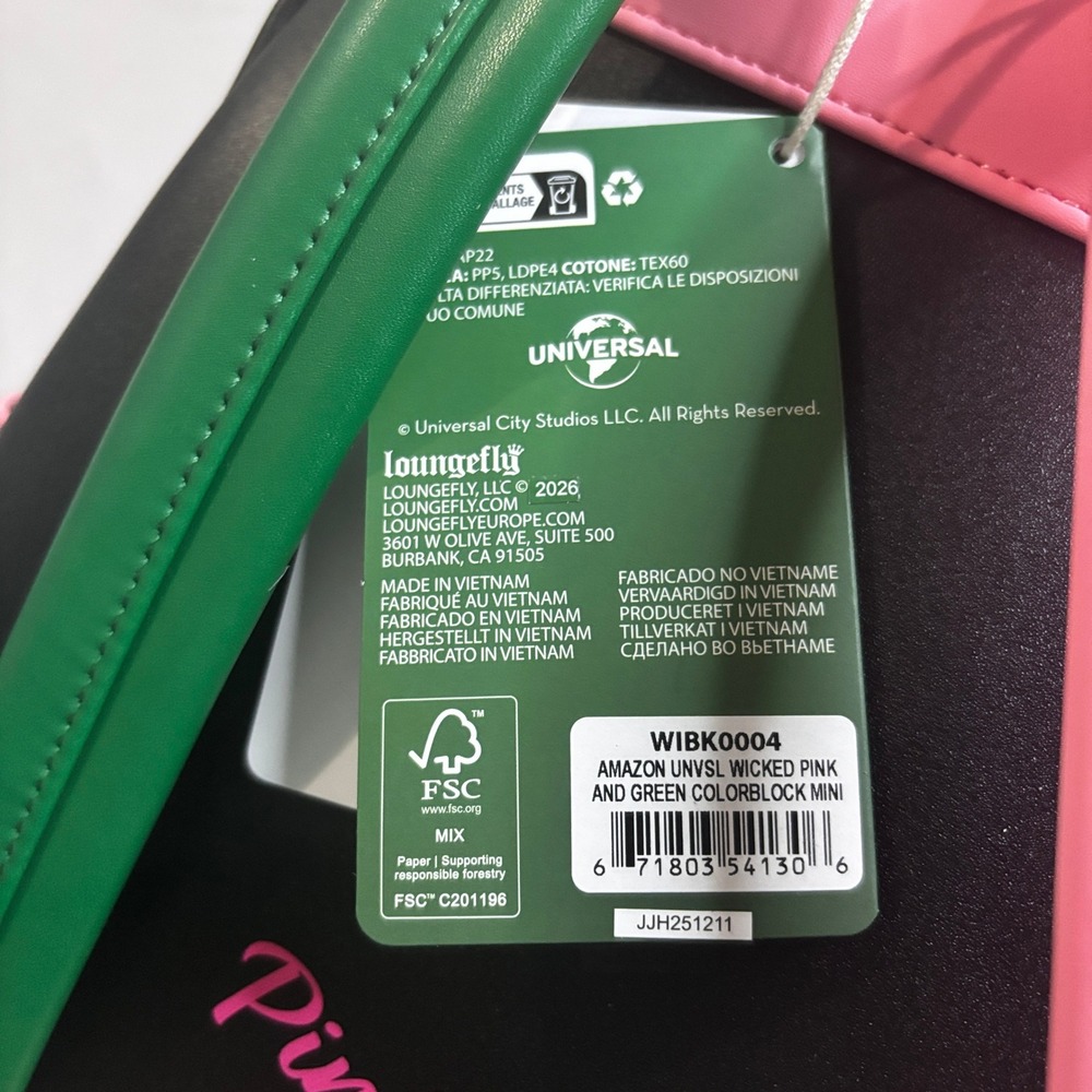Loungefly Wicked Pink Green Colorblock Mini Backpack Elphaba Glinda Universal - Picture 7 of 7